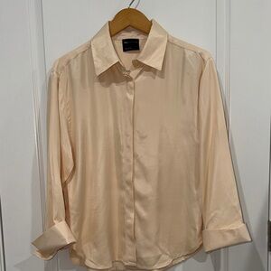 ASOS Design champagne satin blouse classic collar button-down front xsmall